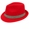 KAPELUSZ CZERWONY TRILBY FEDORA KLASYCZNY JACKSON NA WYSTĘPY KARNAWAŁOWE
