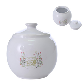 CUKIERNICA Z POKRYWKĄ CUKIERNICZKA CERAMICZNA BIAŁA POKRYWKA HERMETYCZNA