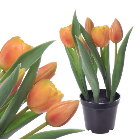 TULIPANY GUMOWANE TULIPAN KWIATY SZTUCZNE JAK ŻYWE W DONICZCE 23cm