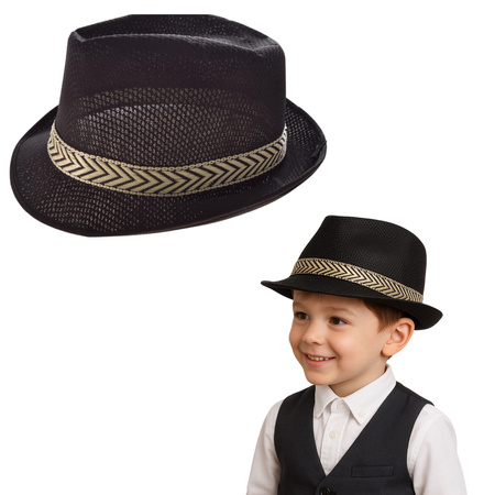 KAPELUSZ CZARNY TRILBY FEDORA KLASYCZNY JACKSON NA WYSTĘPY KARNAWAŁOWE