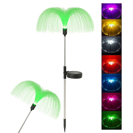 LAMPA SOLARNA OGRODOWA MEDUZA WBIJANA Z CZUJNIKIEM ŚWIATŁOWODOWA 70cm