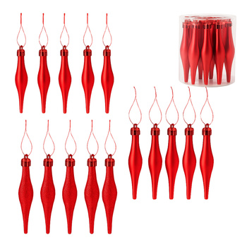 Zestaw sopli na choinkę czerwone brokatowe błyszczące ozdoby choinkowe 15szt