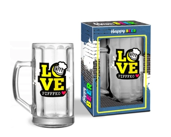 KUFEL SZKLANY 500 ML. LOVE PIFFFKO PREZENT UPOMINEK
