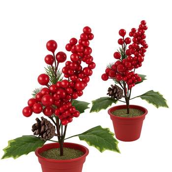 Dekoracja świąteczna w doniczce 22 cm gałązki z szyszką stroik na stół