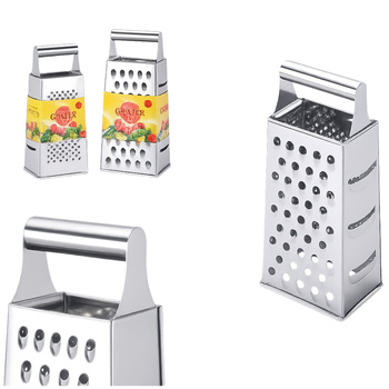 DUŻA TARKA KUCHENNA STALOWA 4IN1 TRADYCYJNA RĘCZNA STAL NIERDZEWNA SREBRNA