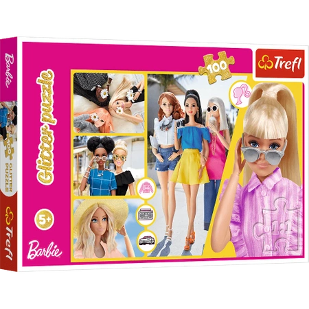 PUZZLE UKŁADANKA BROKATOWA BARBIE 100 el.