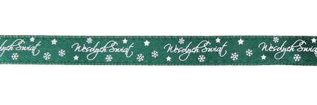 Wstążka satynowa z nadrukiem Wesołych Świąt ŚWIĄTECZNA 12mm