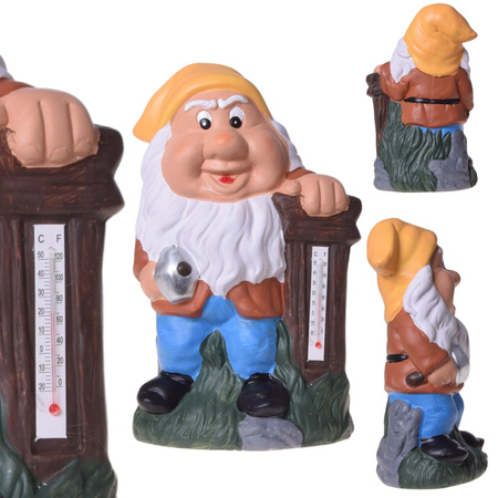 KRASNAL OGRODOWY SKRZAT FIGURKA DO OGRODU Z TERMOMETREM OZDOBY 25 cm