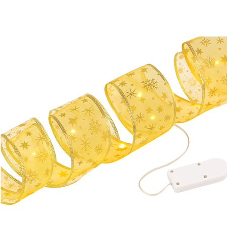 Wstążka LED złota łańcuch choinkowy 90 cm dekoracja świąteczna na choinkę
