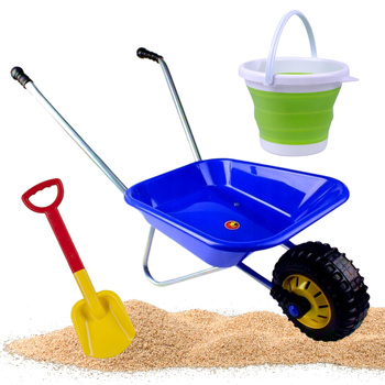 TACZKA ZABAWKOWA METALOWA DLA DZIECI DO PIASKU ŁOPATA WIADRO ZESTAW