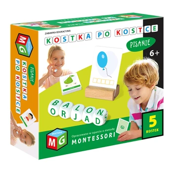 MONTESSORI ZABAWKA EDUKACYJNA KOSTKA PO KOSTCE PISANIE 5 KOSTEK MULTIGRA