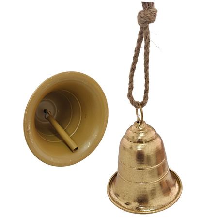 Dzwonek dzwon złoty metalowy na sznurku dekoracja ozdoba 20cm