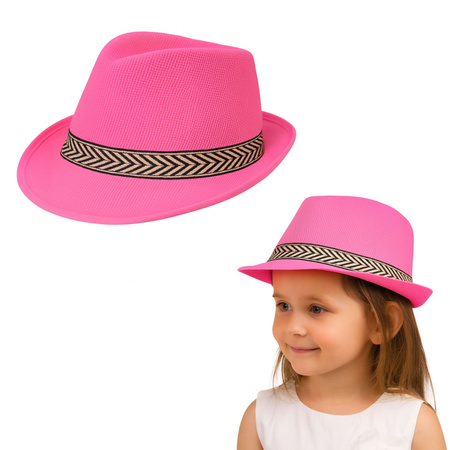 KAPELUSZ RÓŻOWY TRILBY FEDORA KLASYCZNY JACKSON NA WYSTĘPY KARNAWAŁOWE