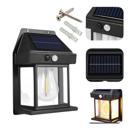 LAMPA SOLARNA KINKIET ŻARÓWKA LED ELEWACYJNA ULICZNA OGRODOWA ZEWNĘTRZNA