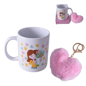 WALENTYNKI KUBEK WALENTYNKOWY PREZENT KUBEK + BRELOK SERCE