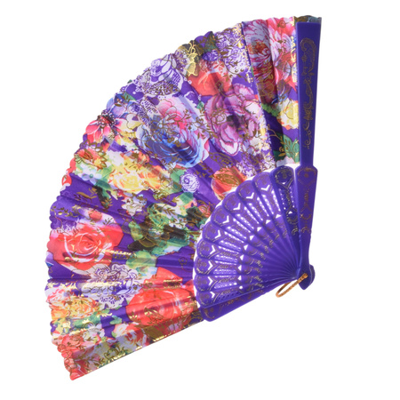 WACHLARZ CHIŃSKI JAPOŃSKI SKŁADANY Z NADRUKIEM KWIATY 23cm