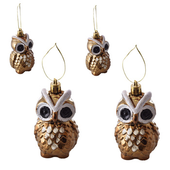 ZAWIESZKI BOMBKI NA CHOINKĘ OZDOBY CHOINKOWE ŚWIĄTECZNE SOWY 4szt