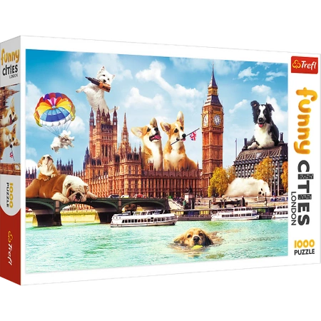 PUZZLE UKŁADANKA FUNNY CITIES PSY W LONDYNIE 1000 el.