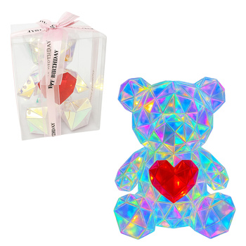 ŚWIECĄCY MIŚ LED PREZENT UPOMINEK TRANSPARENTNY + PUDEŁKO