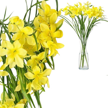 Sztuczne KWIATY ŻONKILE wiosenny BUKIET żonkili gałązka ŻONKIL na stroik