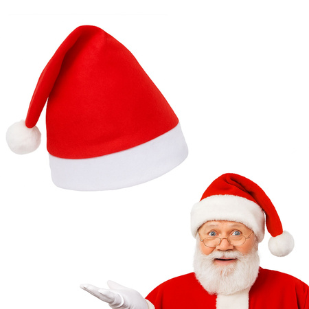 CZAPKA ŚWIĘTEGO MIKOŁAJA PRZEBRANIE Z POMPONEM KOSTIUM ŚWIĄTECZNA STRÓJ