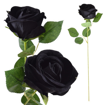 CZARNA RÓŻA RÓŻE CZARNE WELUROWA NIE FARBUJĄCA KWIATY SZTUCZNE