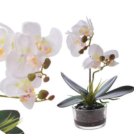 SZTUCZNY STORCZYK ORCHIDEA KWIATY SZTUCZNE JAK ŻYWE W DONICZCE 35cm