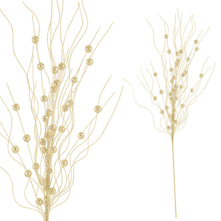 Złota gałązka świąteczna brokatowa do wazonu stroika dekoracja glamour