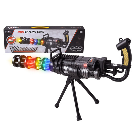 MINIGUN KARABIN ZABAWKOWY NA BATERIE DLA DZIECI ŚWIATŁO DŹWIĘK 55cm