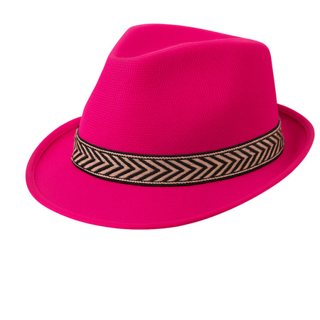 KAPELUSZ RÓŻOWY TRILBY FEDORA KLASYCZNY JACKSON NA WYSTĘPY KARNAWAŁOWE