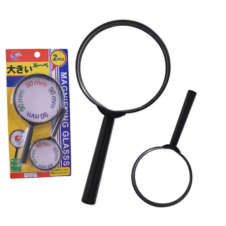 LUPA RĘCZNA POWIĘKSZAJĄCA OKRĄGŁA LUPY ZESTAW KOMPLET 2SZT 90mm 60 mm
