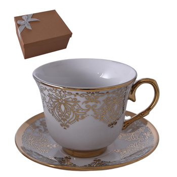 FILIŻANKA ZE SPODKIEM DO HERBATY KAWY ZESTAW PREZENTOWY 250ml