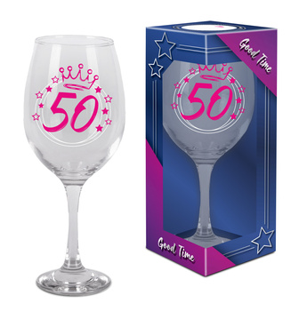 KIELISZEK DO WINA URODZINOWY PREZENT NA URODZINY 50 - TKA XL 580 ml