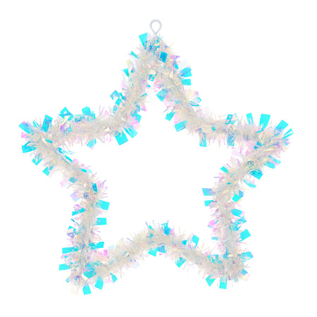 Gwiazda świąteczna z łańcucha holograficznego ozdoba na okno szybę choinkę