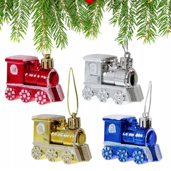 ZAWIESZKI BOMBKI NA CHOINKĘ OZDOBY CHOINKOWE NIETŁUKĄCE POCIĄG 4szt
