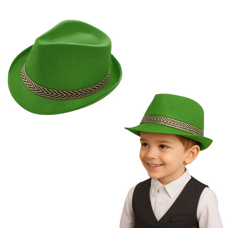 KAPELUSZ ZIELONY TRILBY FEDORA KLASYCZNY JACKSON NA WYSTĘPY KARNAWAŁOWE