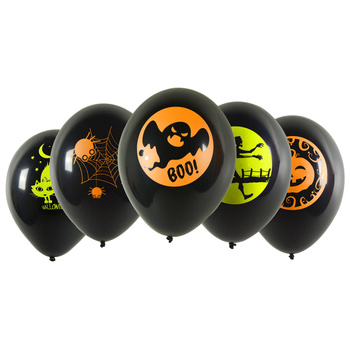 BALONY Z HALLOWENNOWYM NEONOWYM NADRUKIEM HALLOWEEN 5szt