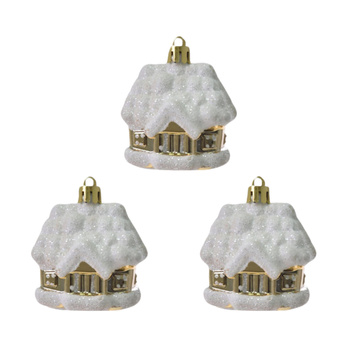 BOMBKI CHOINKOWE DOMEK DOMKI ZAWIESZKA PLASTIKOWE 3szt NA STROIK ZESTAW