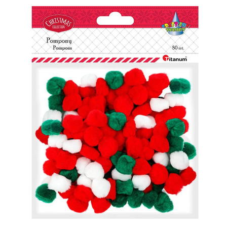 POMPONY AKRYLOWE KOLOROWE POMPONIKI DEKORACYJNE 80 SZTUK 25mm