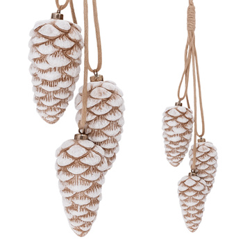 Zawieszka świąteczna szyszki szyszka 3 szt bielone juta ozdoba naturalna