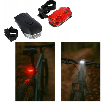 LAMPKA ROWEROWA PRZEDNIA I TYLNA LED MOCNA NA BATERIE DO ROWERU ZESTAW