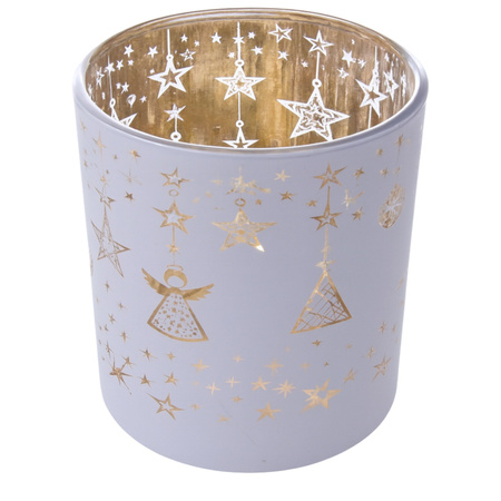 ŚWIECZNIK LAMPION ŚWIĄTECZNY NA ŚWIECĘ ŚWIECZKĘ DO ŚWIEC MIASTO 8 cm