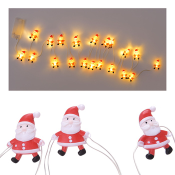 Lampki świąteczne LED Mikołaje girlanda 20 led na baterie łańcuch świetlny