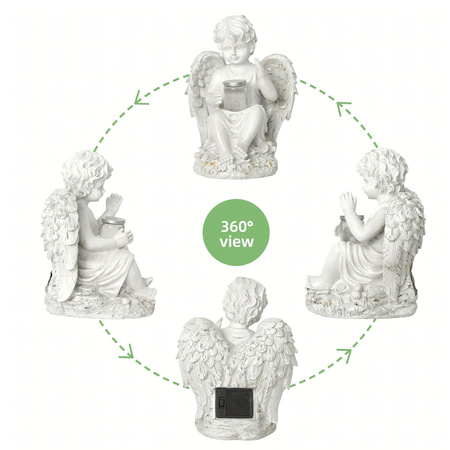 Figurka Świecznik Dekoracja Posążek Aniołek Solarny Led do Ogrodu na Grób 18cm