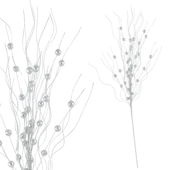 Srebrna gałązka świąteczna brokatowa do wazonu stroika dekoracja glamour