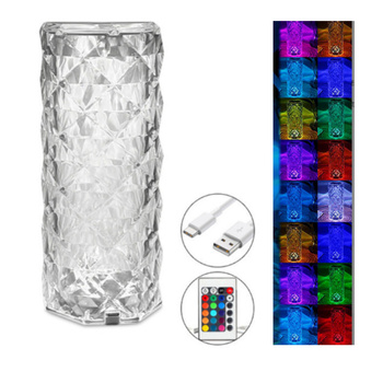 LAMPKA NOCNA LED KRYSZTAŁOWA DIAMENTOWA Z PILOTEM DO SYPIALNI 16 KOLORÓW