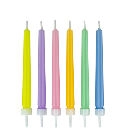 ŚWIECZKI URODZINOWE NA TORT NA URODZINY RYFLOWANE KOLOROWE 6szt