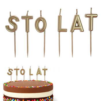 ŚWIECZKI URODZINOWE NA TORT NAPIS STO LAT NA URODZINY IMPREZY ZŁOTE
