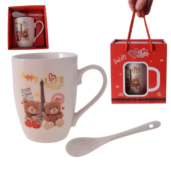 WALENTYNKI KUBEK WALENTYNKOWY PREZENT DLA ZAKOCHANYCH MISIE SERCA + PUDEŁKO