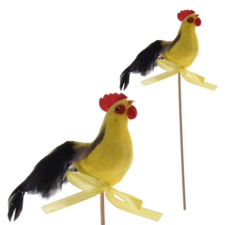 KURA KURCZAK NA PIKU DEKORACJA DREWNO OZDOBA NA PATYKU STROIK